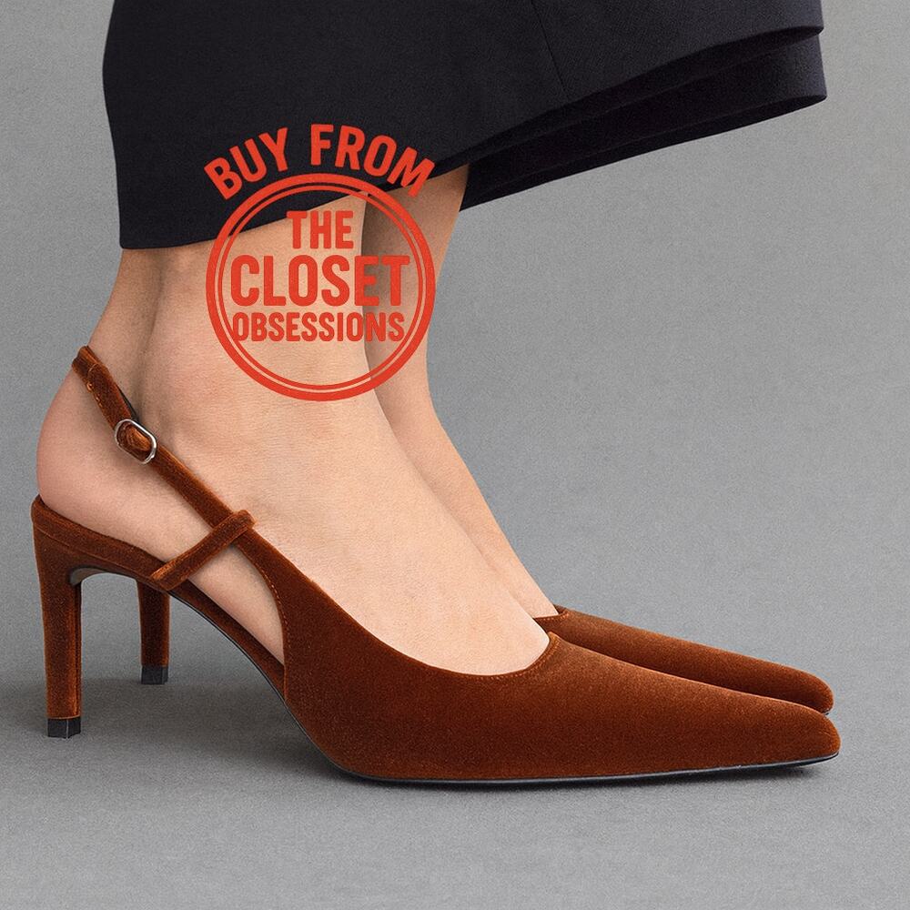 ZARA Velvet Slingback Pumps Brown Pointed Toe Heels NWT Size 7.5